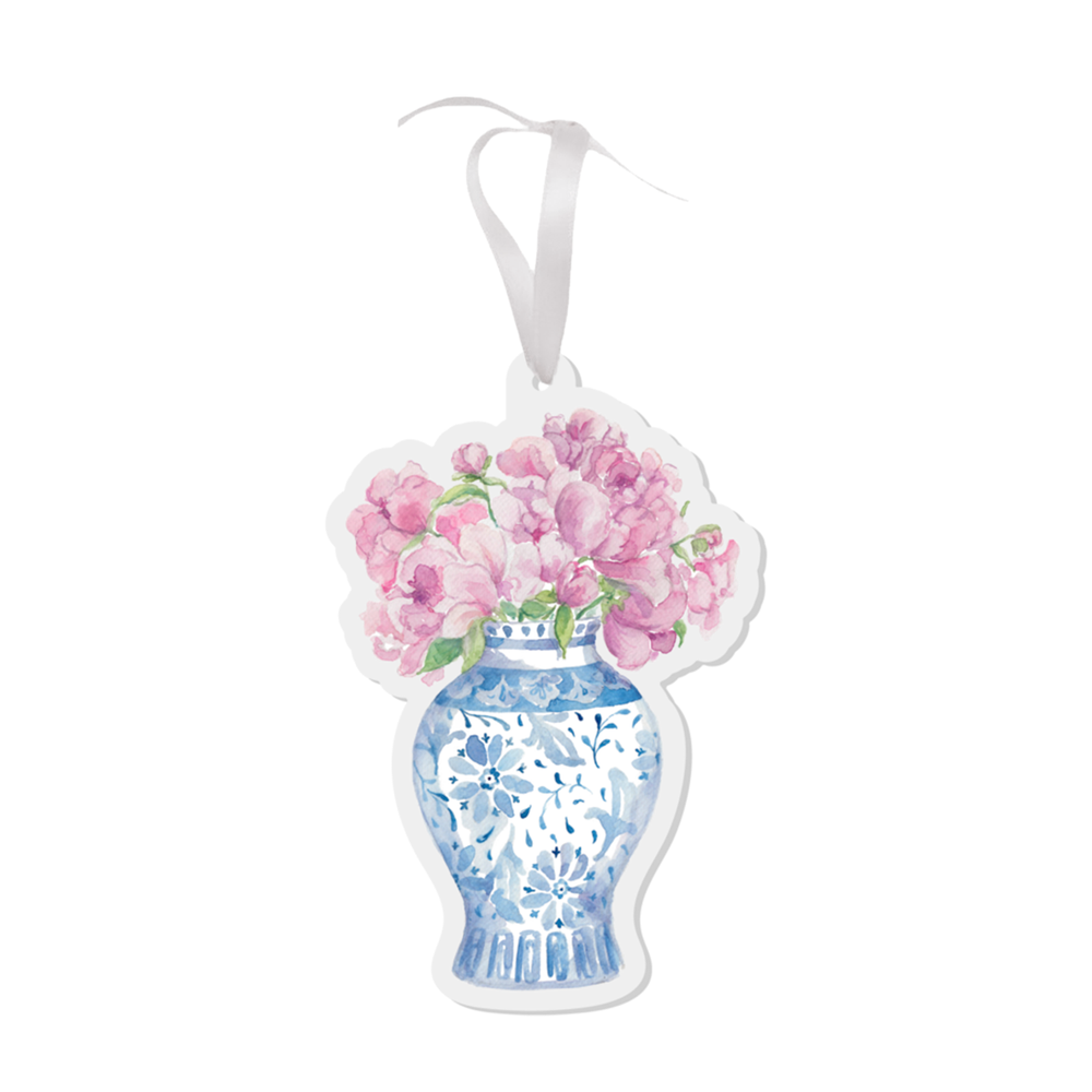 Ginger Jar with Peonies Watercolor Ornament